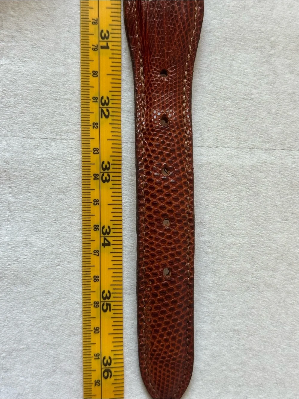 Vintage Cole Haan Genuine Lizard & Canvas Belt Burgundy Brown Size 32⁠